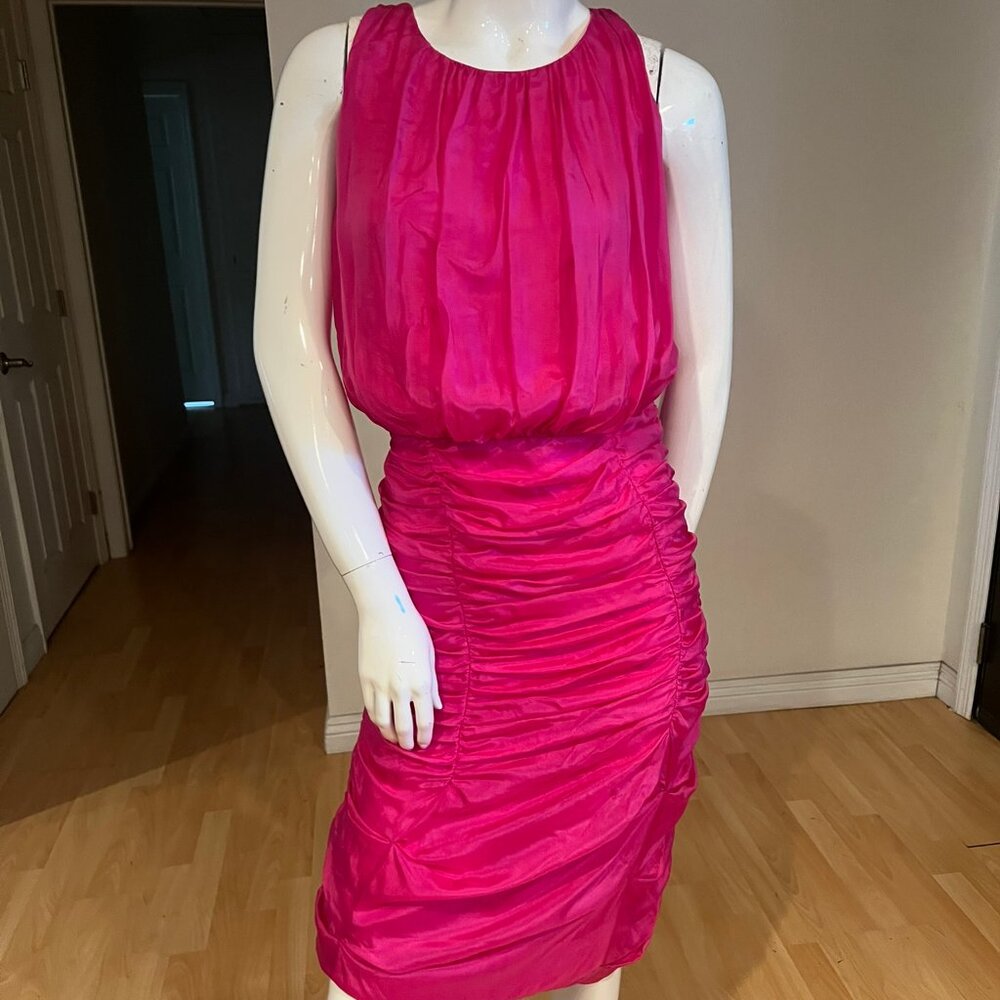$300 GRAZIE GATHERED RUCHED HOT PINK DRESS SZ 40 / 8 US